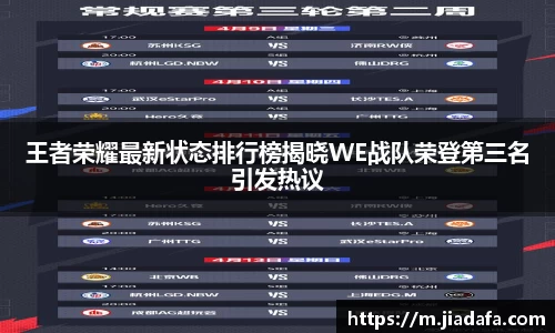 王者荣耀最新状态排行榜揭晓WE战队荣登第三名引发热议